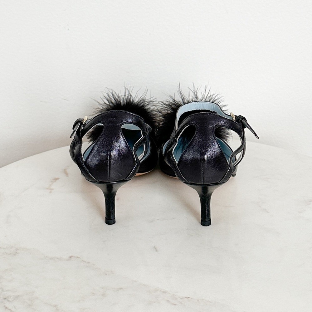NEW Frances Valentine Willow Mink Fluffy Pom Pom Heels Size 5 - Picture 4 of 6